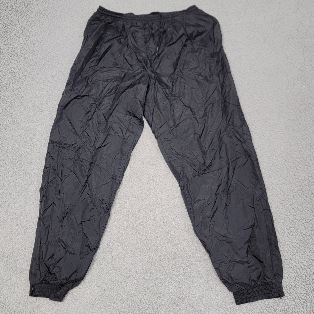 Vintage‎ Nike Pants Mens XL Black Nylon Track Lined Zip Ankle Jogger Swoosh 90s